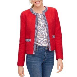 Talbots Red Tweed Tipped Lady Jacket Career Preppy Quiet Luxury 2022 Size 6